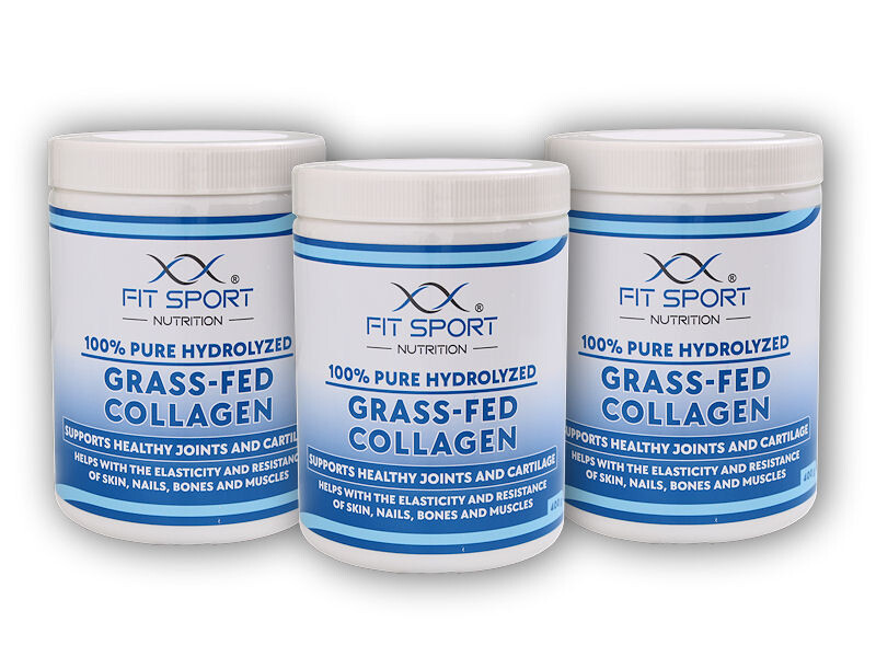 FitSport Nutrition 3x 100% Pure Hydrolyzed Grass-Fed Collagen 400g - Hydrolyzovaný Kolagen