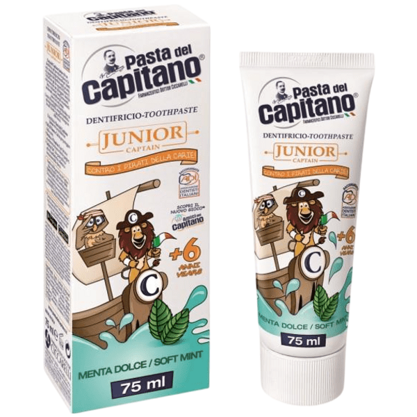 JUNIOR CAPTAIN MENTA DOLCE SOFT MINT - dětská zubní pasta s mátou 6+ 75 ml