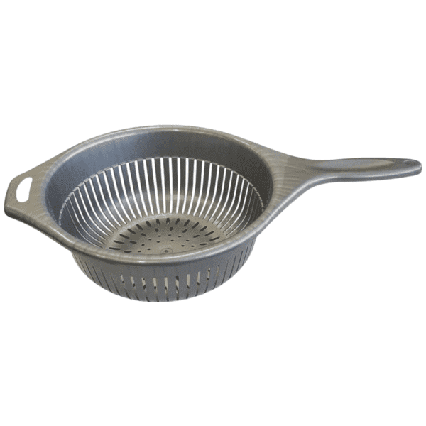 Cedník s rukojetí plast stříbrný 40x23x10 cm