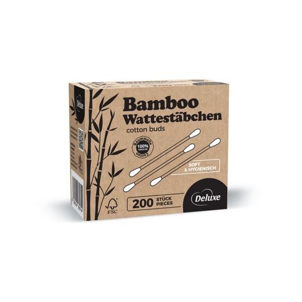 Deluxe EcoBamboo 200ks - bambusové vatové tyčinky do uší
