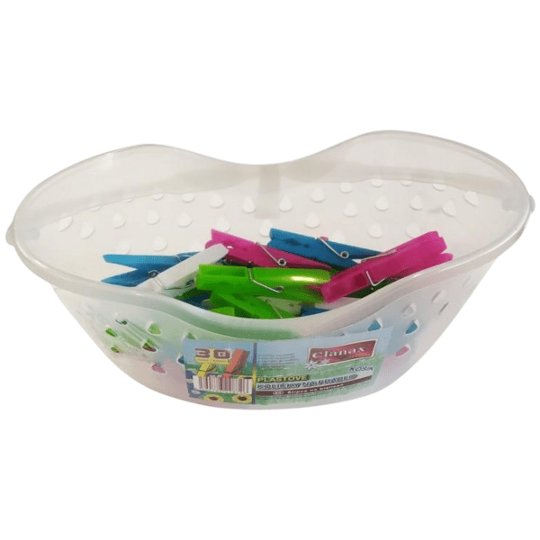 Plastové kolíčky na prádlo MIX BAREV 30ks košík