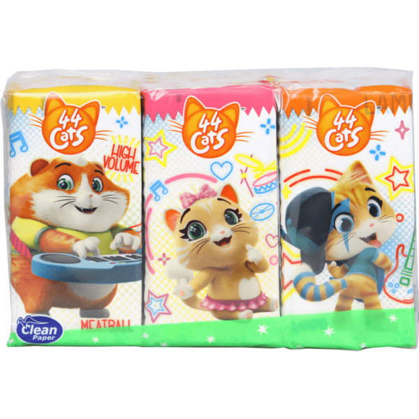 Kapesníky 44 Cats s potiskem 4 vrstvé, folie 6 ks