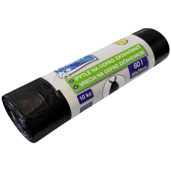 Pytel na odpad zatahovací černé 60L 10 ks