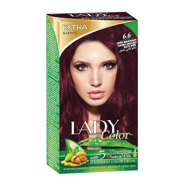 Barva na vlasy LADY in Color, 6.6 Tmavá mahagonová