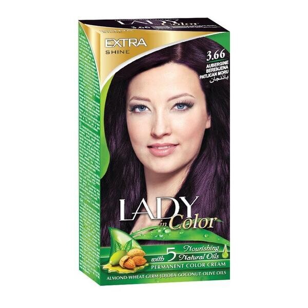 Barva na vlasy LADY in Color 3.66 Aubergine (baklažán)