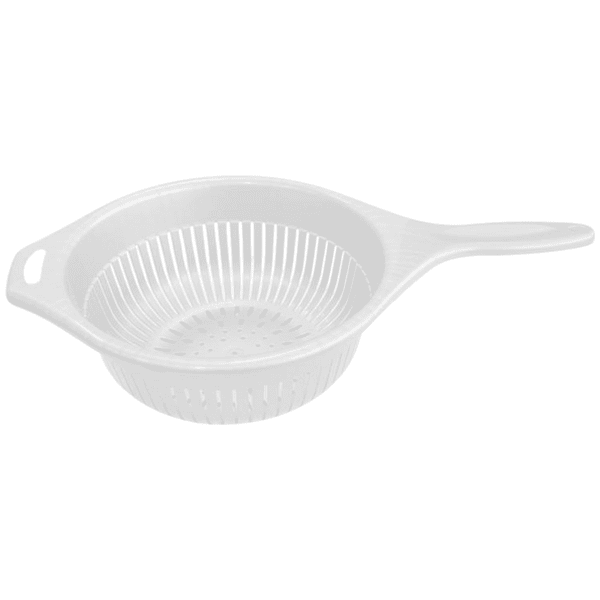 Cedník s rukojetí plast bílý 40x23x10 cm