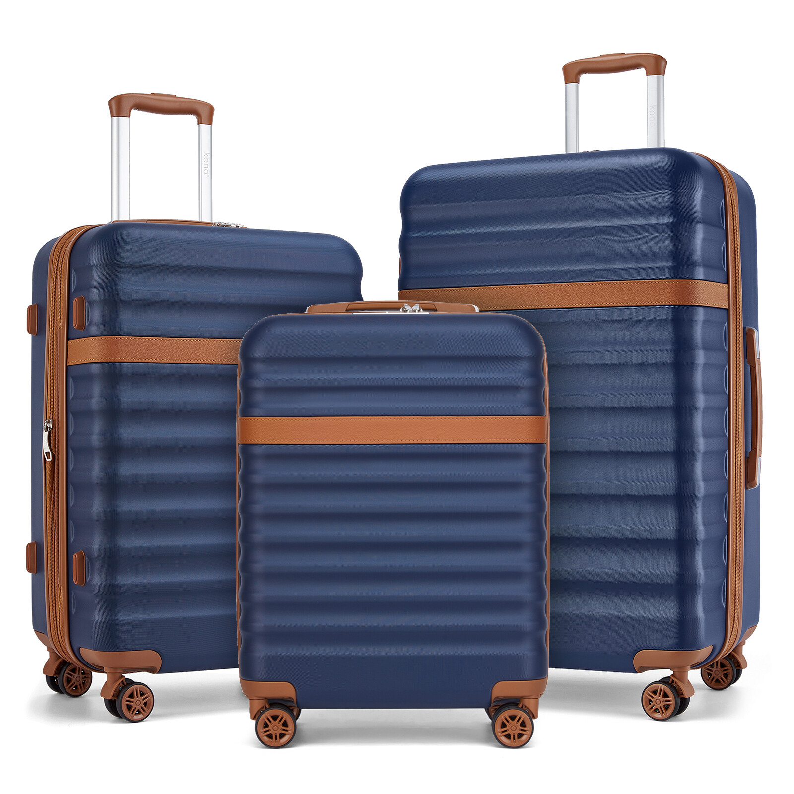 Sada 3 cestovních ABS+PC kufrů Kono 33L/57L/87L - navy