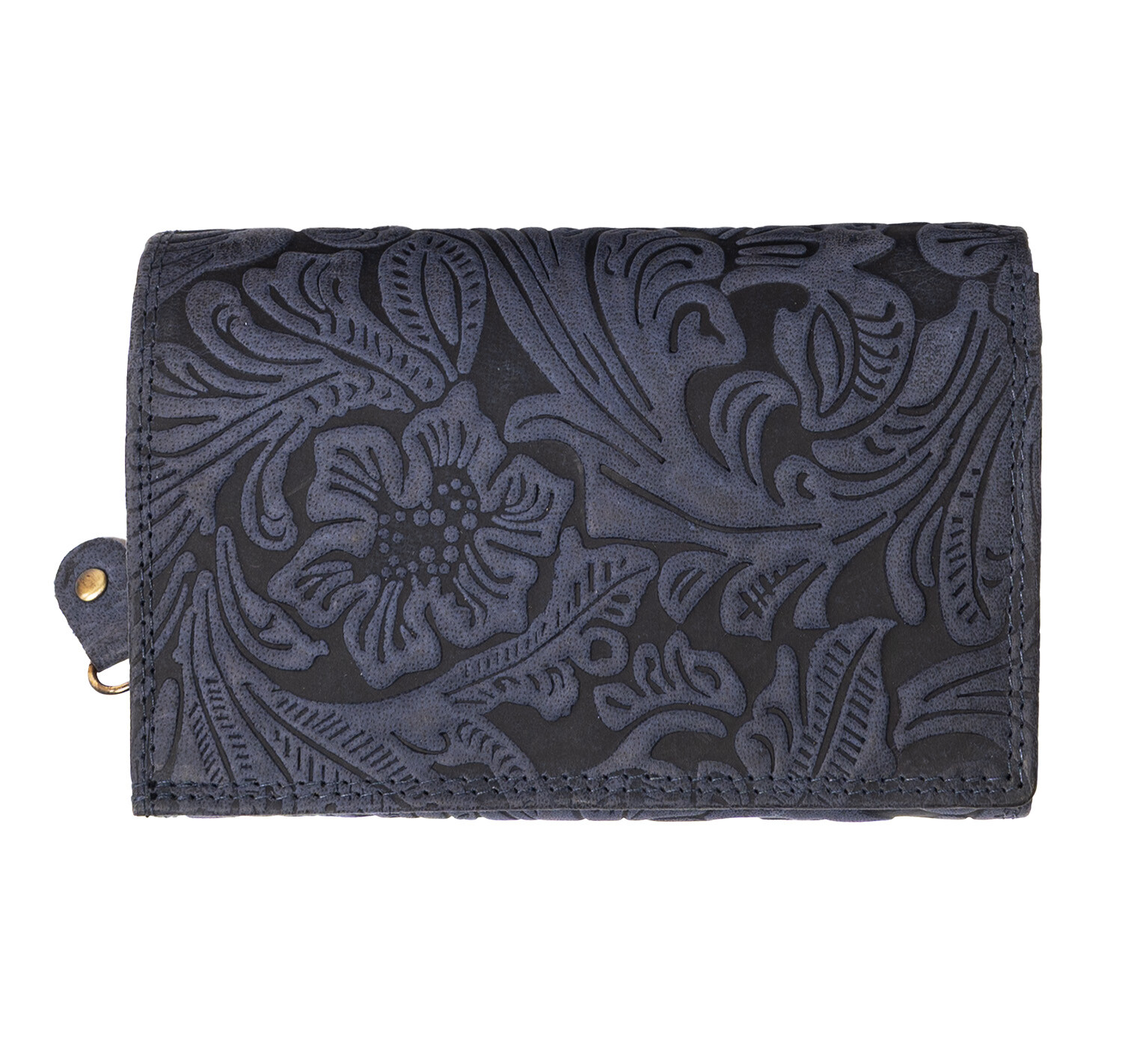 Kožená dámská střední peněženka WILD By Loranzo - modrá - ornamenty