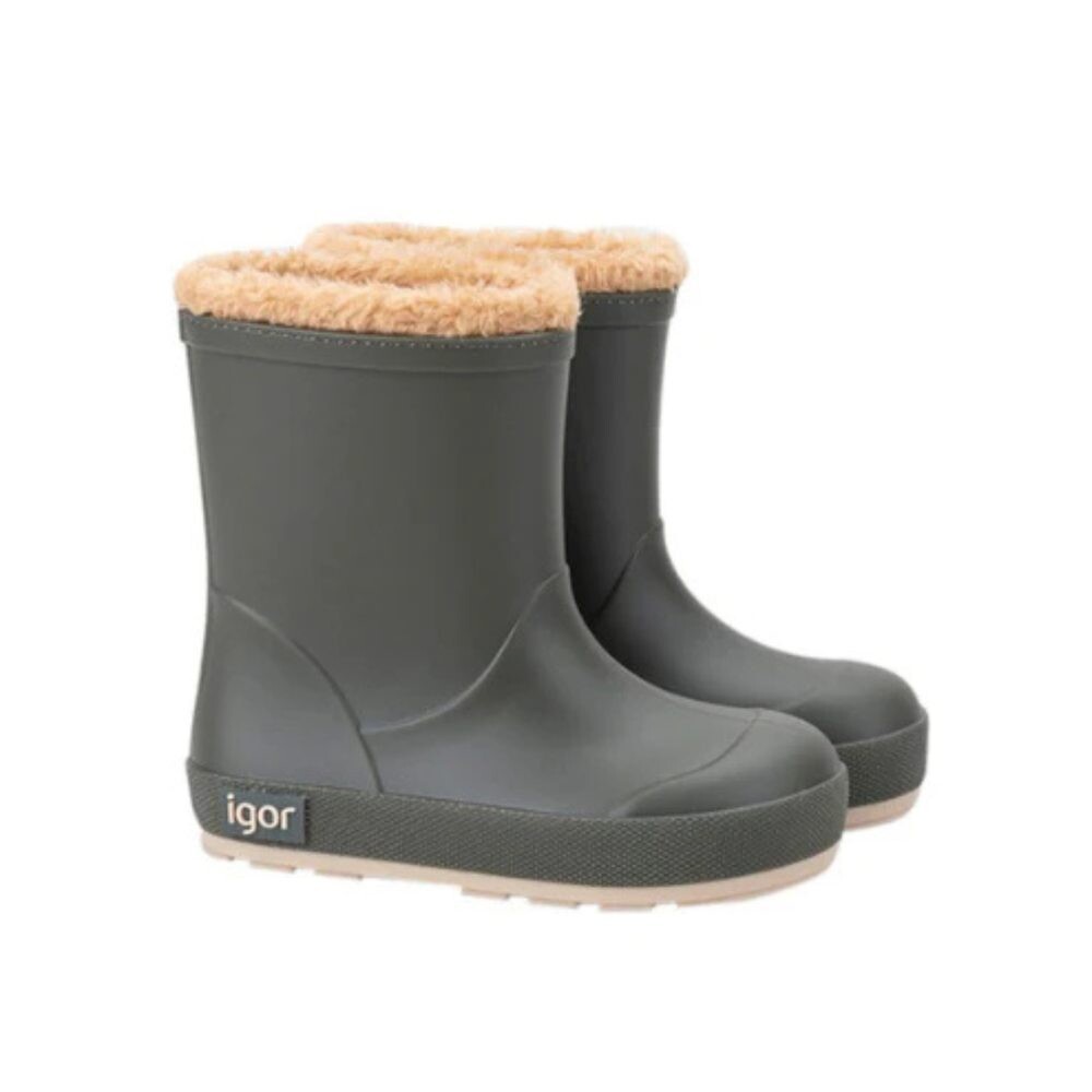 IGOR ZATEPLENÉ ZIMNÍ HOLÍNKY YOGI DK BORREGUITO Grey Dětské barefoot holínky - 22