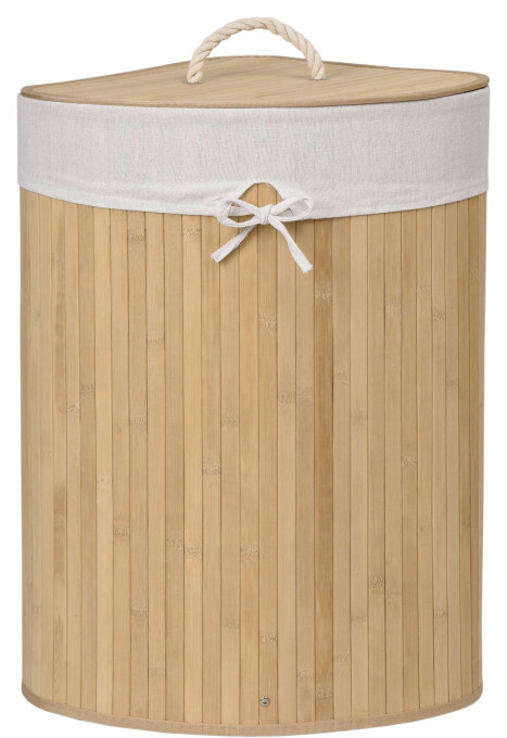 Rohový koš na prádlo 60 l bambusový béžový
