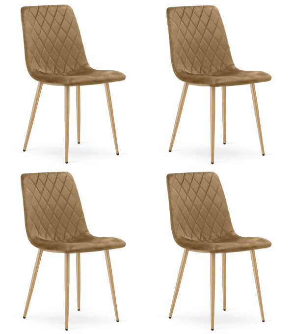 Set čtyř jídelních židlí TURIN sametové, hnědé / hnědé nohy (4 ks)
