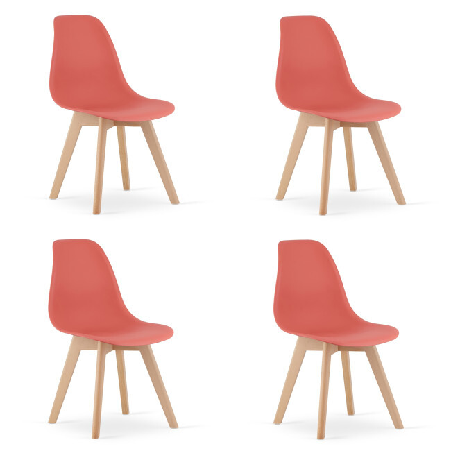 Set čtyř jídelních židlí KITO cihlové / hnědé nohy (4 ks)