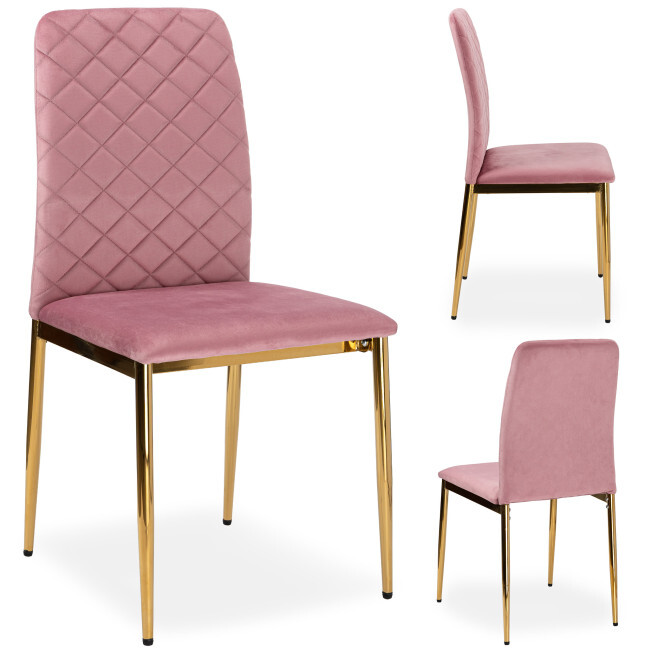 Jídelní židle MAVERIK zlatá / růžová