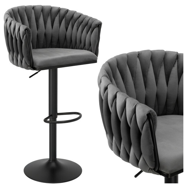 Barová židle COFTON sametová, grafitová / černá