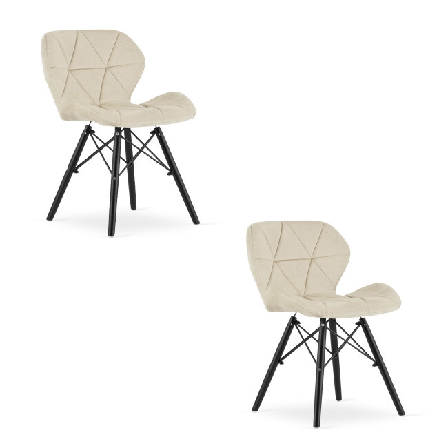 Set dvou jídelních židlí LAGO sametové, béžové / černé (2 ks)