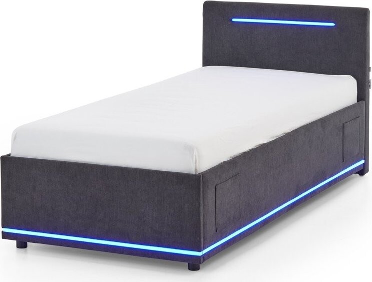 Tmavě šedá čalouněná dětská postel s úložným prostorem s roštem 90x200 cm Circle – Meise Möbel