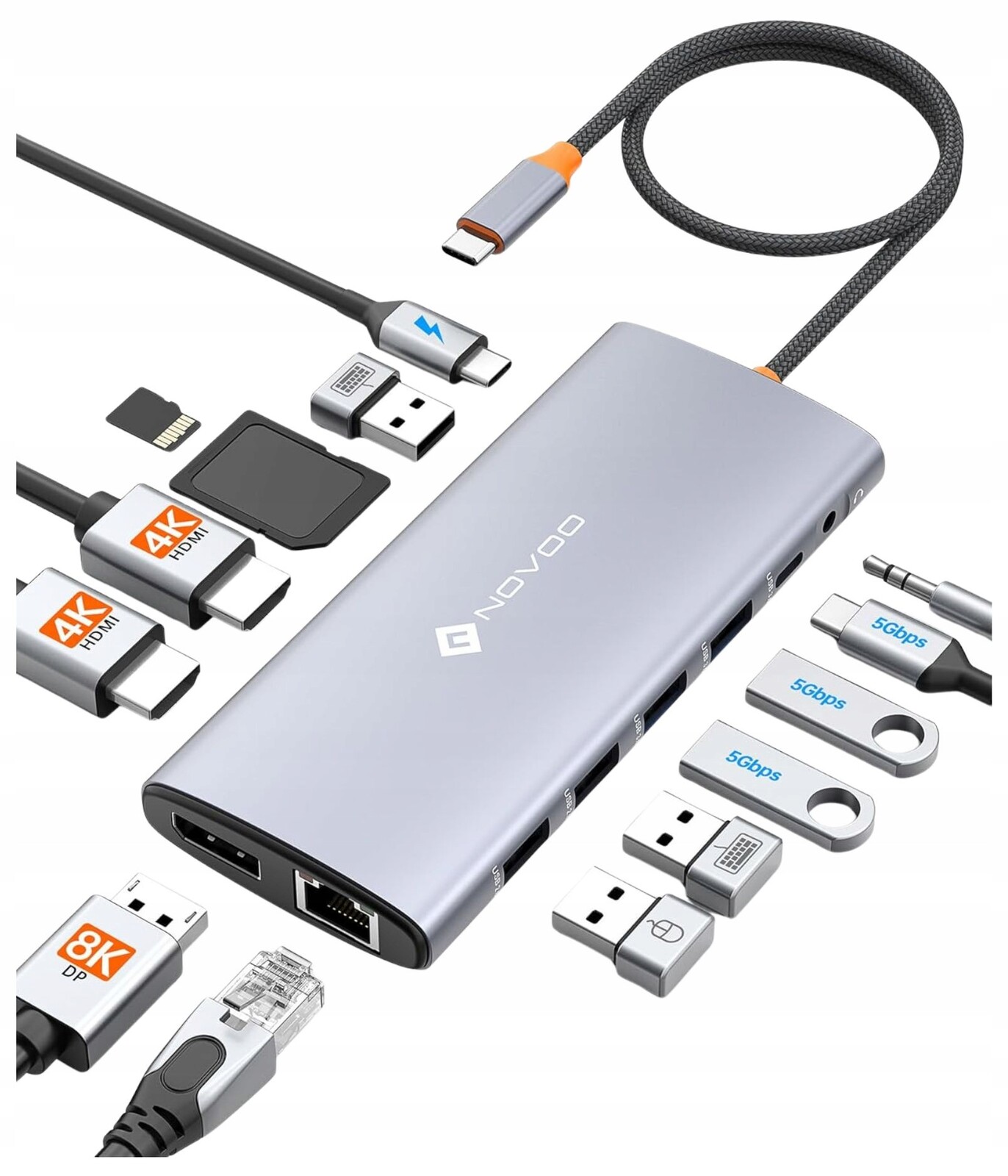 Dokovací stanice adaptér 3 monitory Usb C Dual Hdmi 4K Dp 8K Novoo RM14