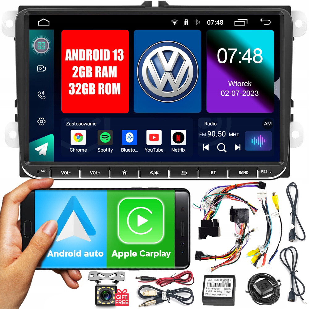 Rádio Android Vw Golf 5 V 6 VI Passat B6 B7 Touran Tiguan T5 T6 Caddy Polo