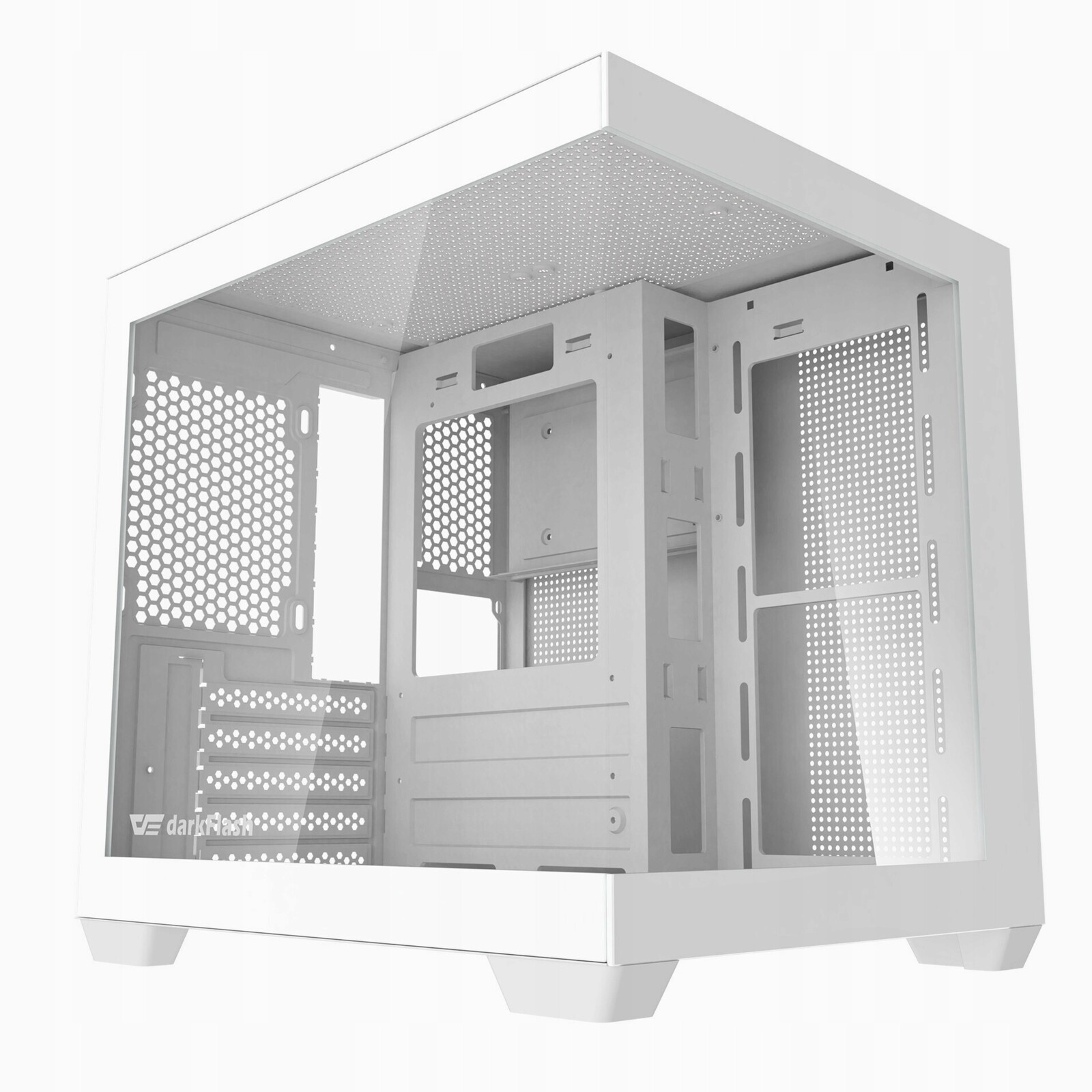 Herní počítačová Počítačová Skříň darkFlash C275P M-atx Mini Tower, Sklo , bílá