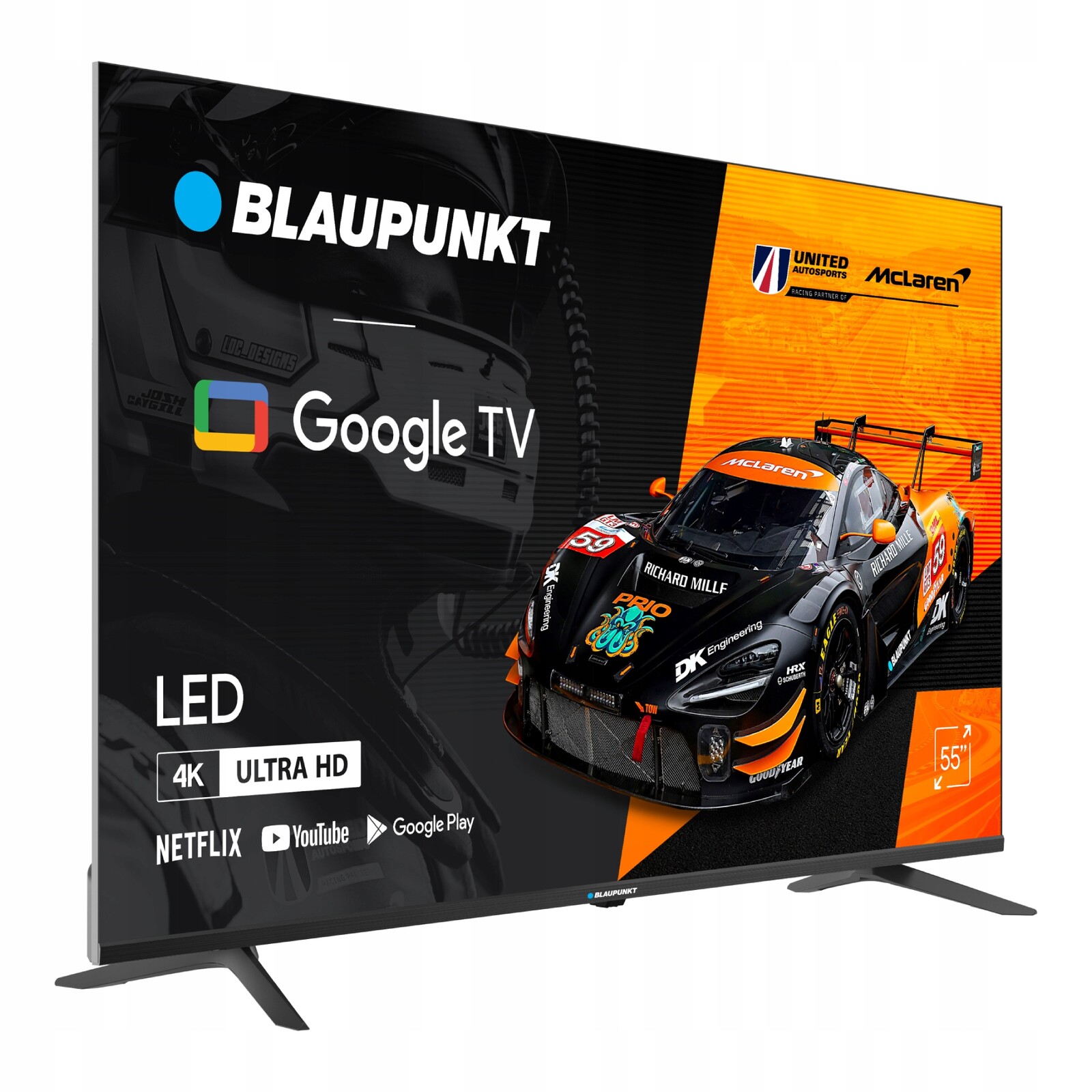 Televizor 55 Palců Blaupunkt Led 4K Ush Smart Tv Wifi Google Tv DVBT2 Černý