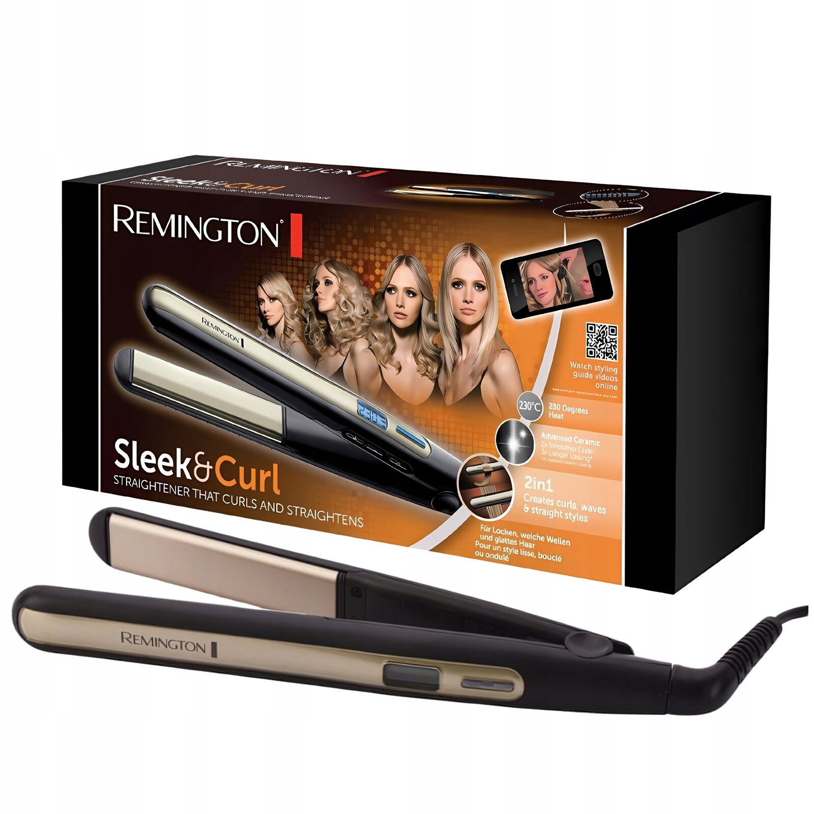 Remington Keramická Žehlička Na Vlasy Sleek Curl 48 W Žehlička Na Vlasy 230 °C