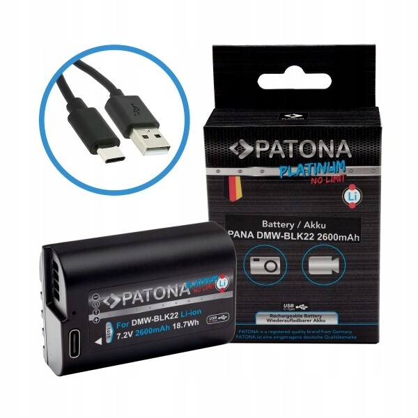 Patona baterie pro foto Panasonic DMW-BLK22 2400mAh Li-Ion Platinum Usb-c n