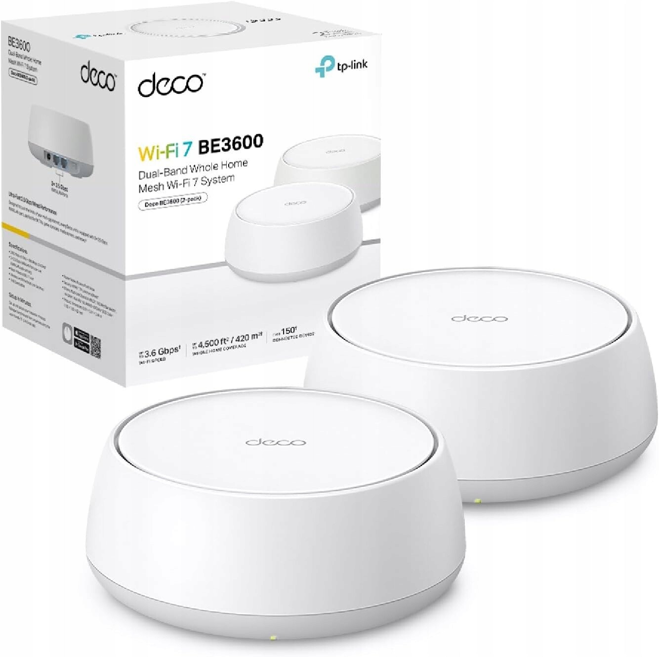 TP-Link Deco BE25 BE3600 Wi-Fi router, opakovač, 7 mesh, 3,6 Gbps, Wlan, 2 kusy