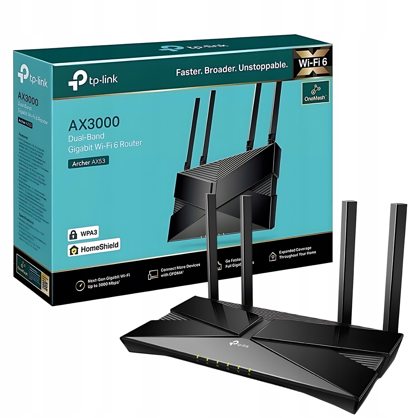 Bezdrátový Síťový Wifi Router Tp-link Archer AX53 Dsl WIFI6 AX300