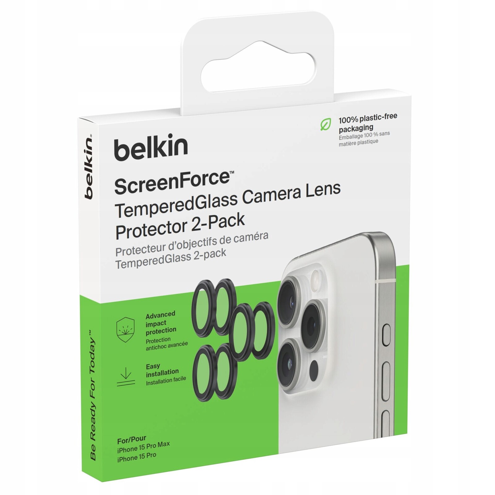 1x2 Belkin Ochrana objektivu TempGlass pro iPhone 15Pro/15ProMax