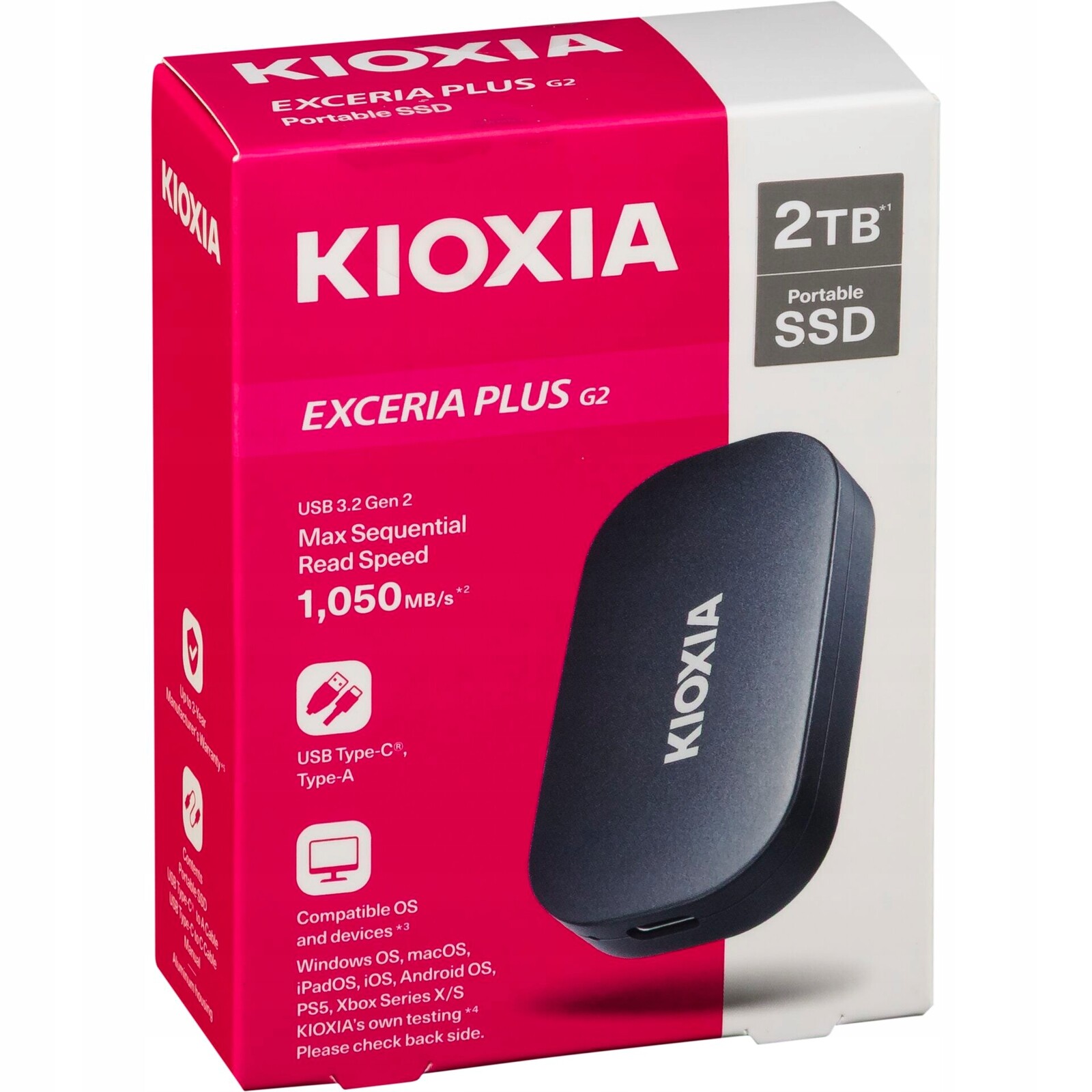 Kioxia Exceria Plus G2 2000GB přenosný Ssd Usb 3.2 Gen2 Type C