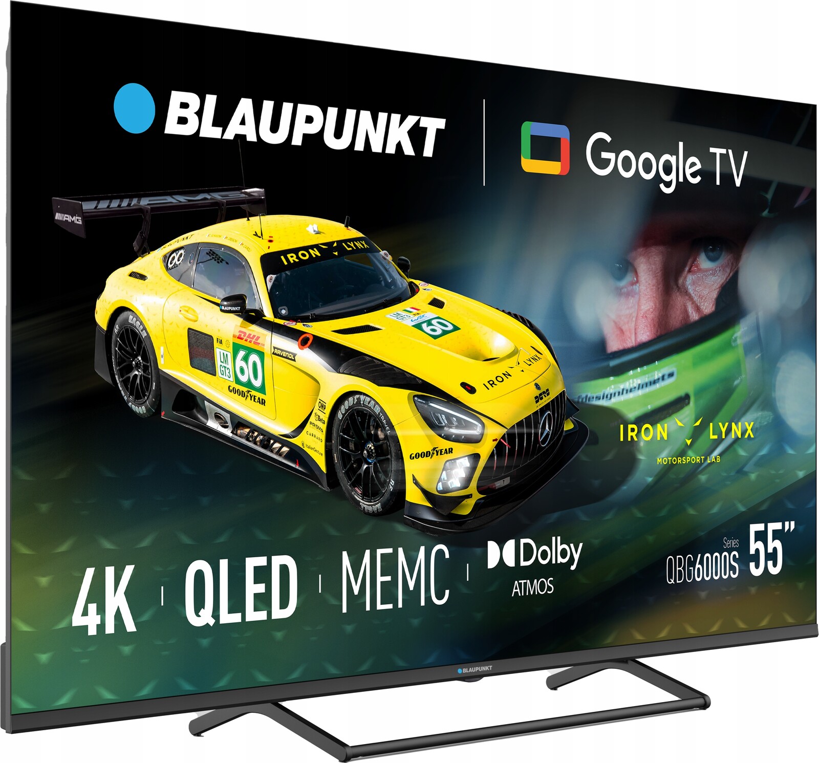 55PALCOVÝ Televizor Blaupunkt Qled 4K Google Tv Dolby Vision Smart Tv Černý