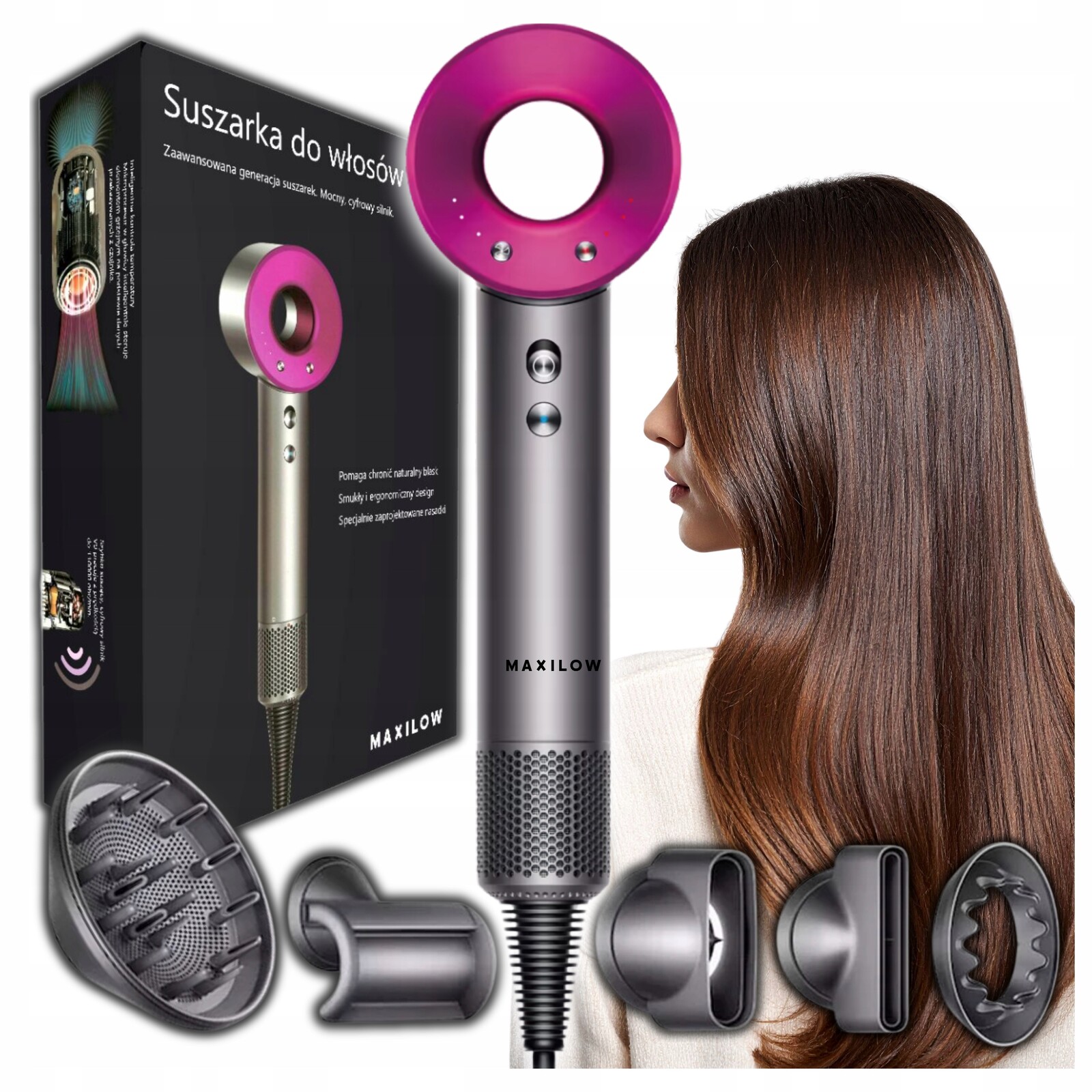 Vysoušeč vlasů s difuzérem jako Dárek Ionizace Koncovky 5v1 1600W Led