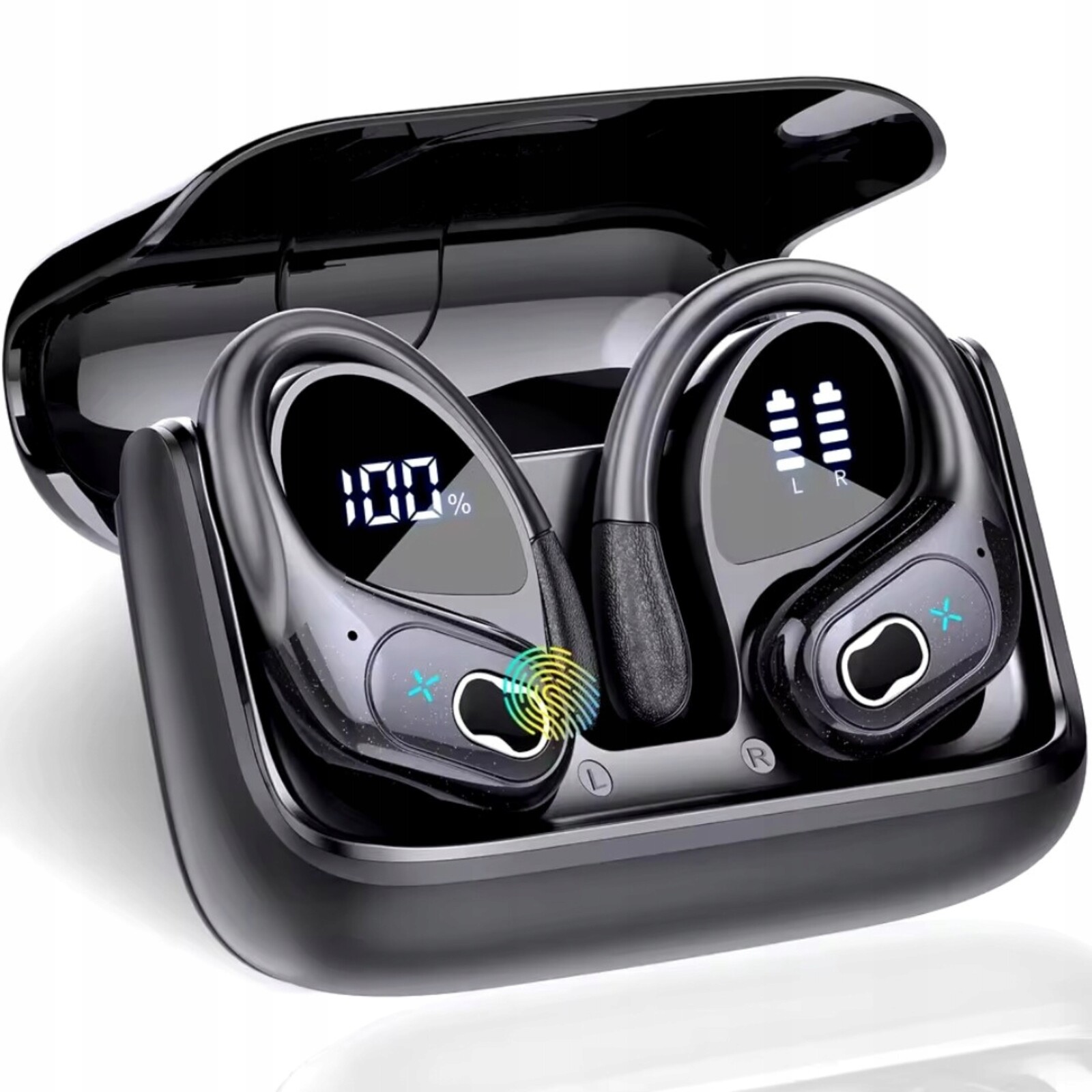 Sportovní bezdrátová sluchátka Bluetooth 5.3, kanálová Powerbanka 950 mAh