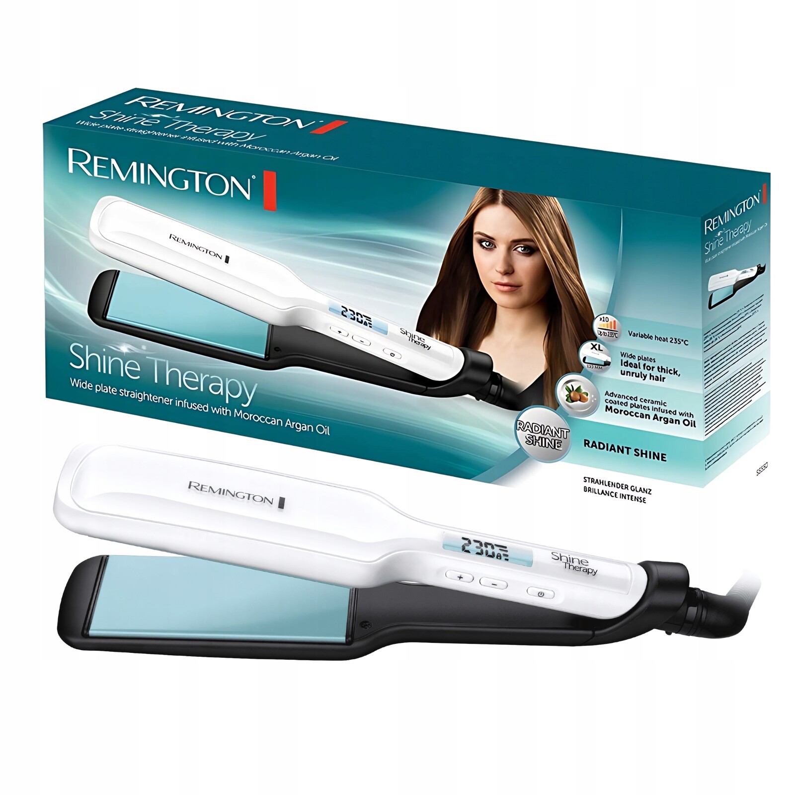 Remington Keramická Žehlička Na Vlasy Vlasy 72W Bílá Nastavení Lesk 230 °C