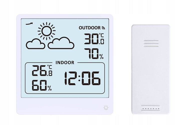 Bílá Meteorologická Stanice Jvd SB3347.1 Sonda Počasí Teplota Vlhkost 9x9 cm
