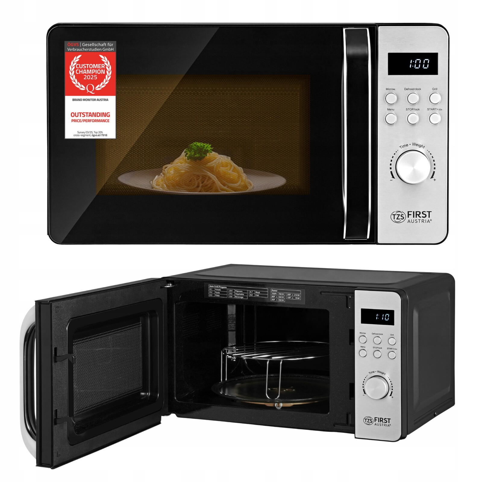 Mikrovlnná trouba s grilem 20L Led 700/800W mikrovlnná trouba 8 programů