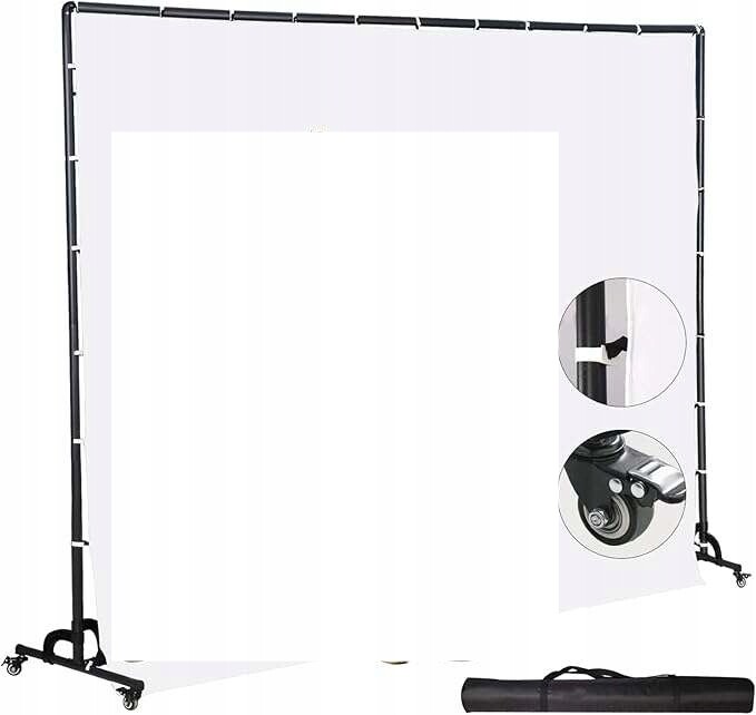 Stativ Stojan na fotografické pozadí s kolečky 2,13 m x 3,05 m Sada Bílé pozadí