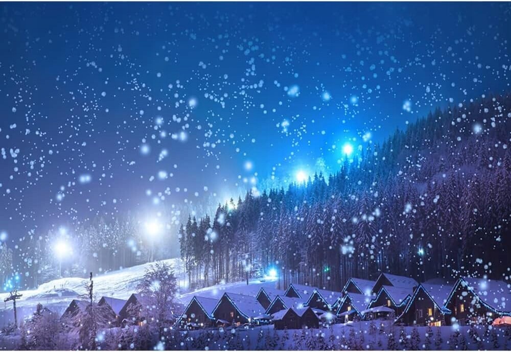 Fotografické pozadí zimní vesnice 3,5x2,5 m, vánoční banner