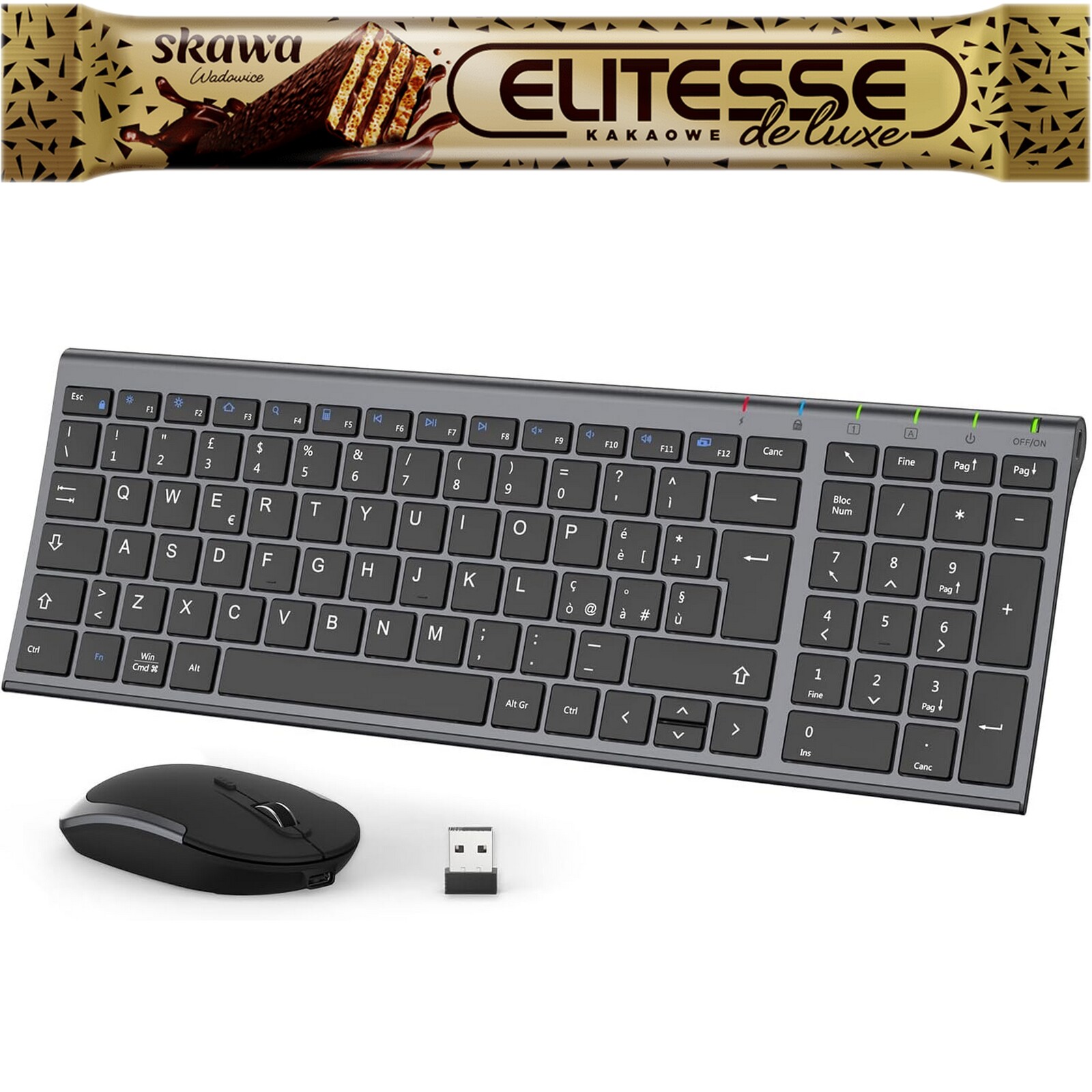 iClever GK03 Combo bezdrátová klávesnice a myš Set 2.4G Qwerty