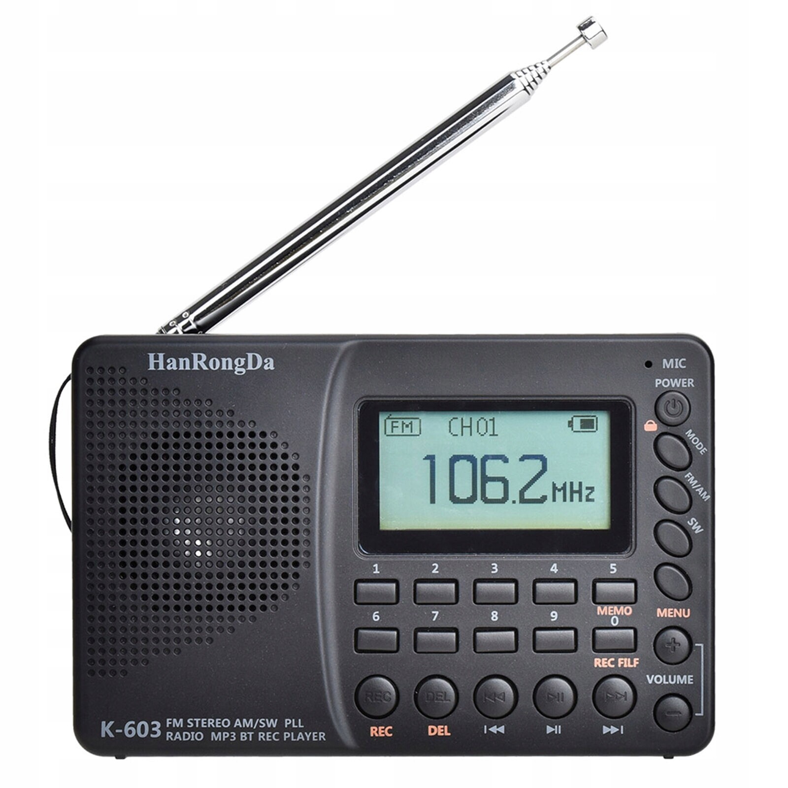 Přenosné rádio HRD-603 Am Fm Sw Bt Tf