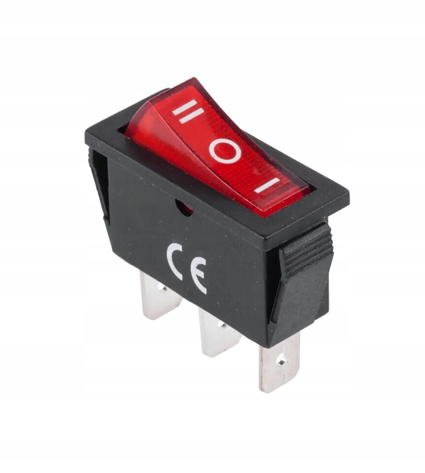 Přepínač IRS-103-3C Kolébkový On-off-on 15A 230V 3 Piny Červený