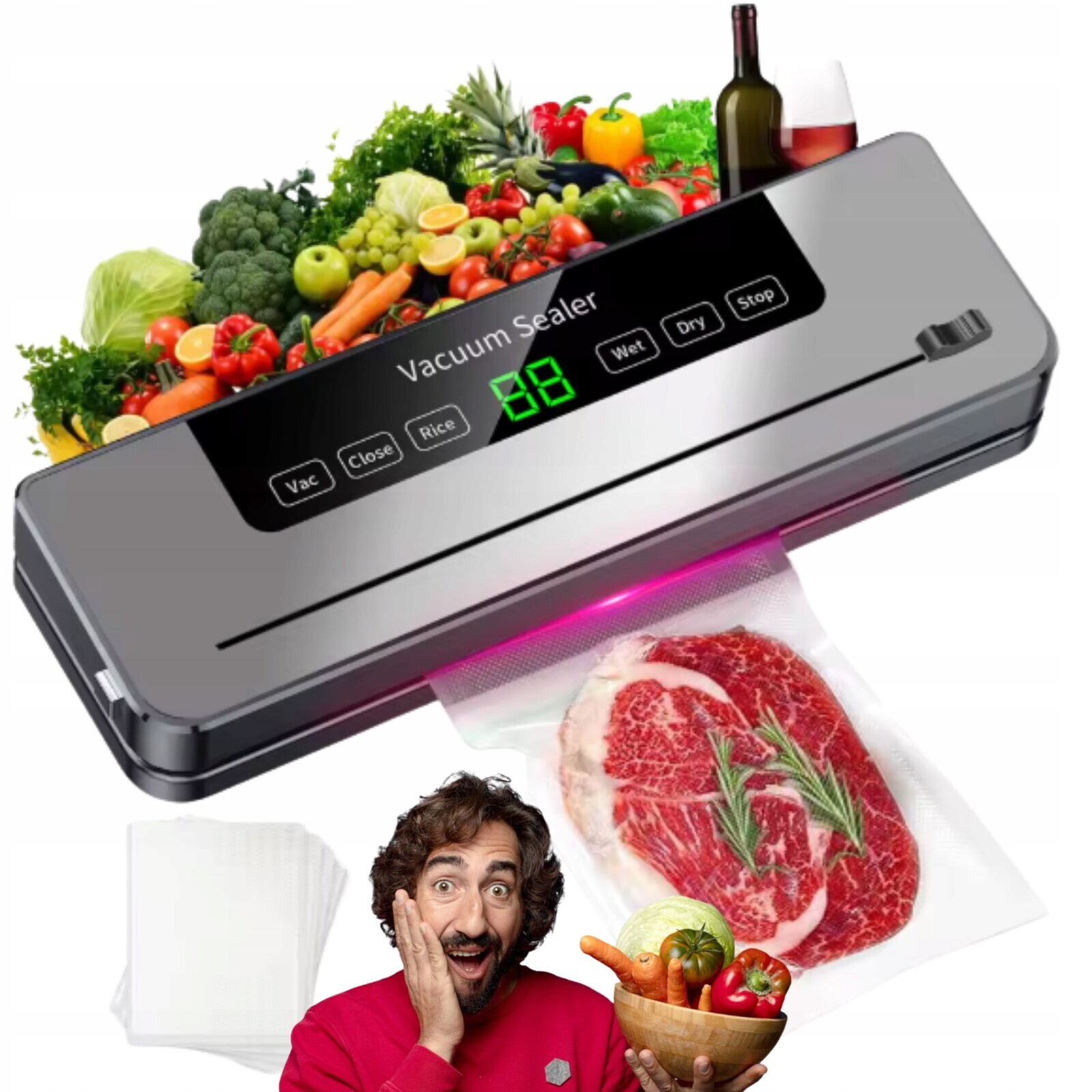 Vakuová Svářečka Potravin S Automatickou Gilotinou Sáčky