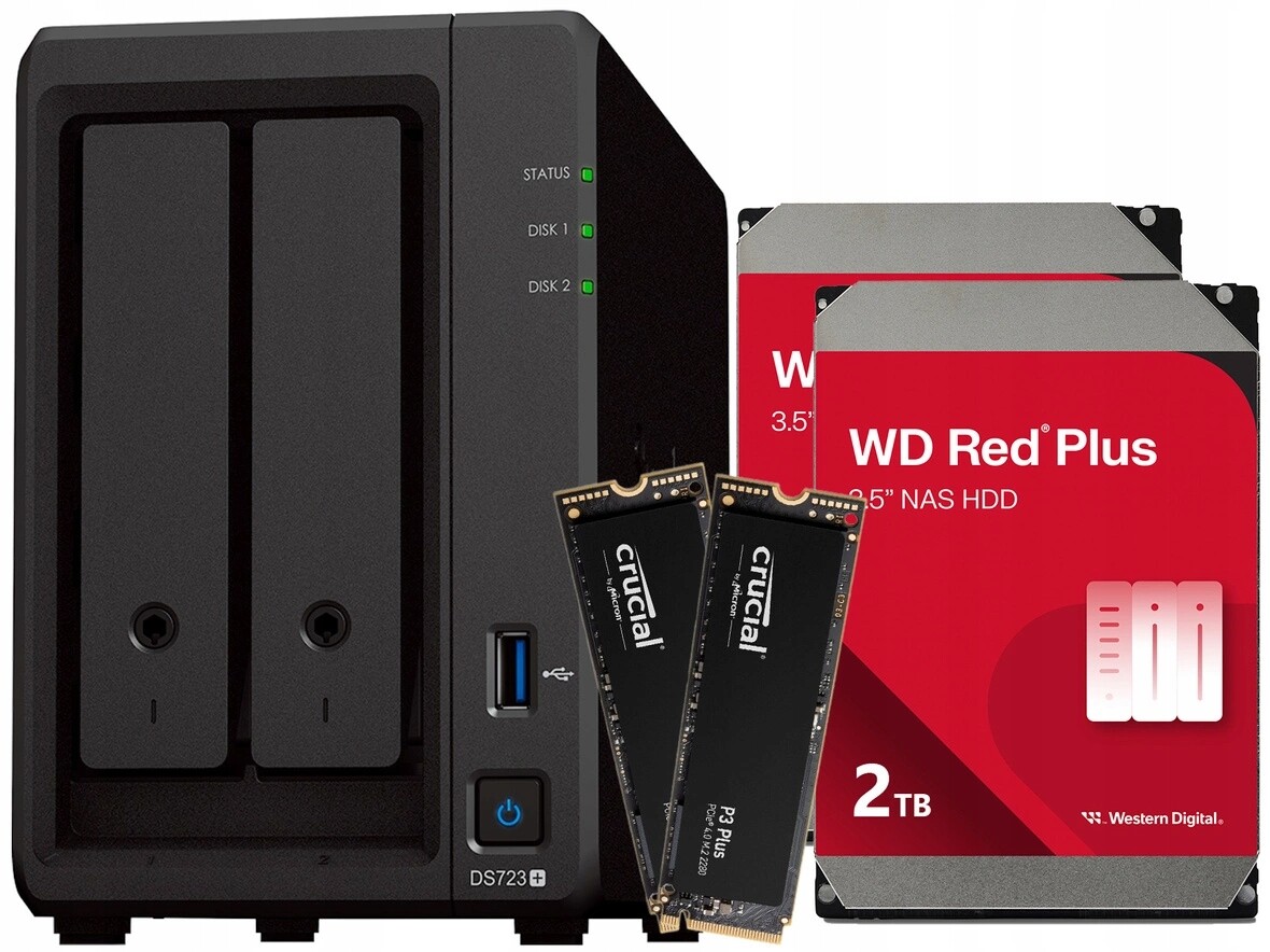 Nas server Synology DS723+ 4TB Hdd (2x2TB) 1TB M.2 NVMe (2x500GB)