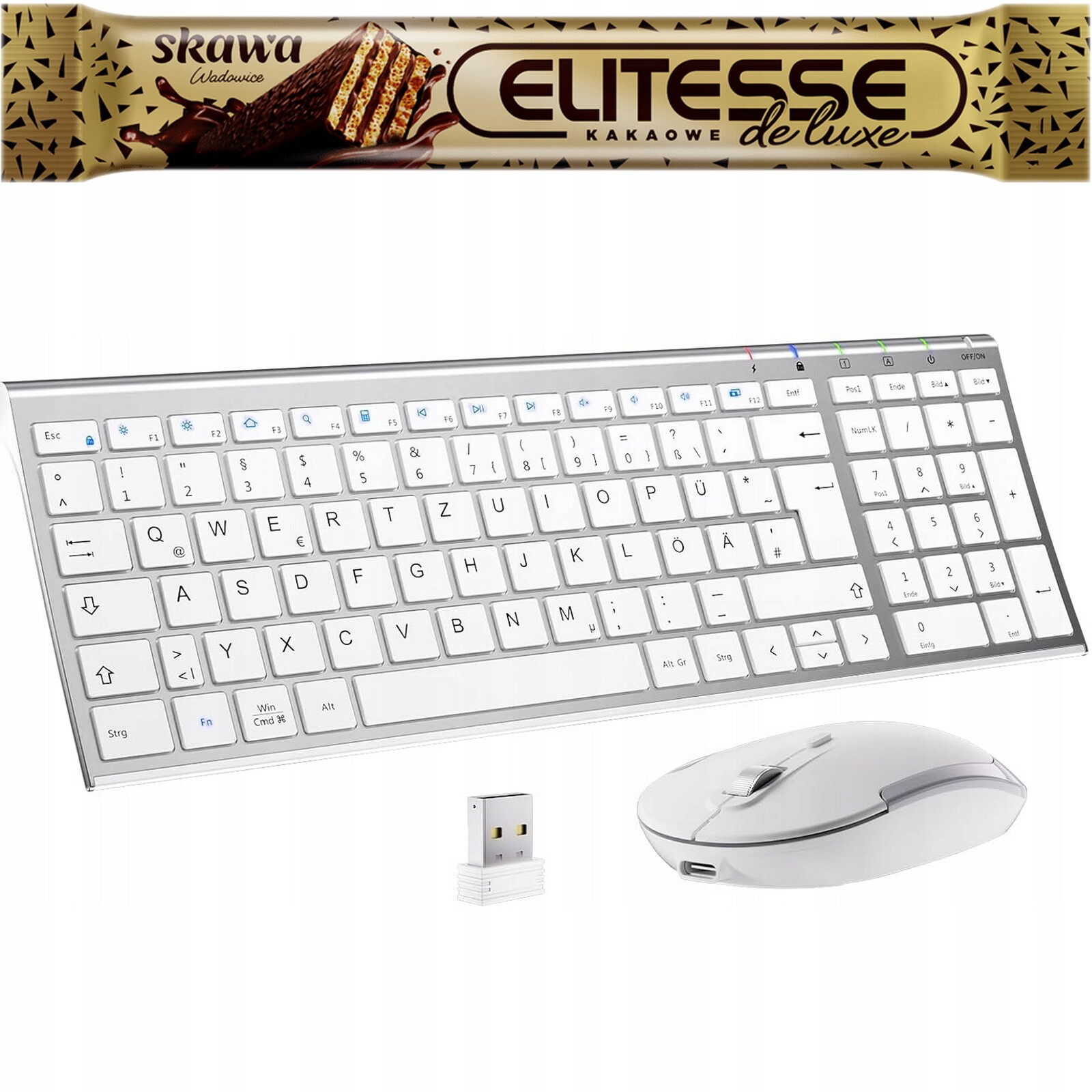 iClever GK03 Combo bezdrátová klávesnice a myš Set 2.4G Qwerty Bílá