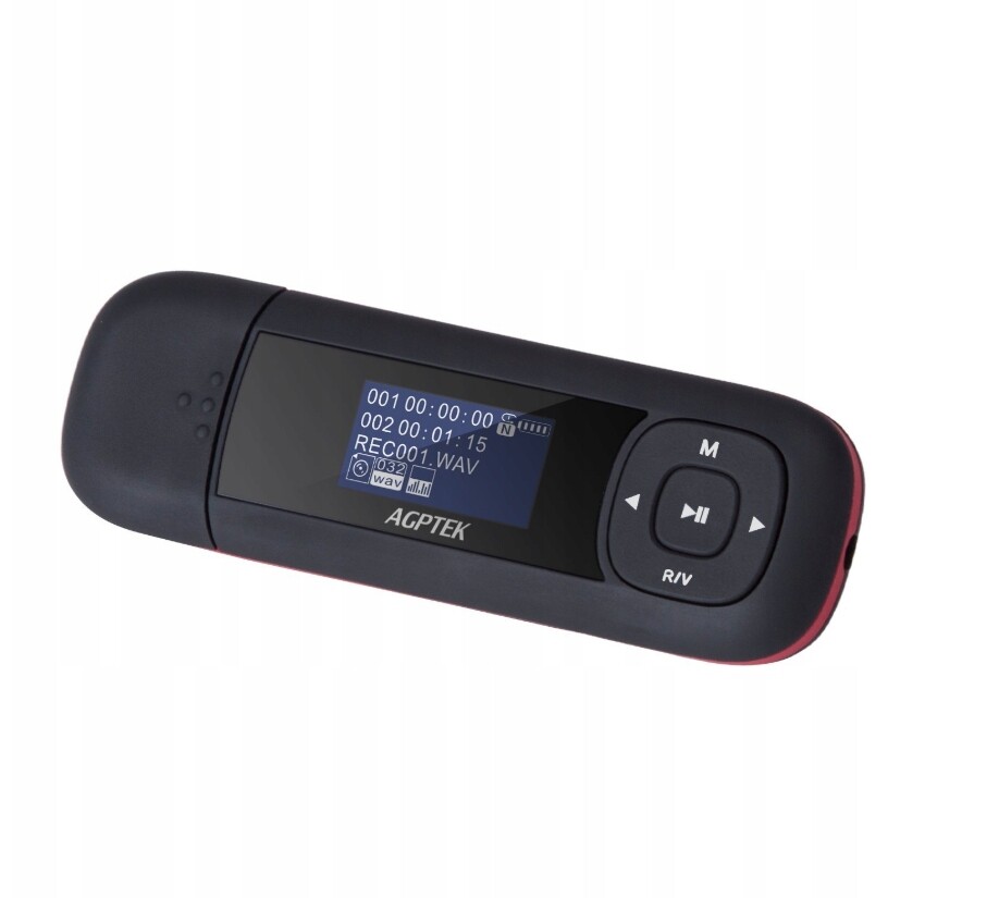 Agptek U3 Přehrávač MP3 Rádio Funkce Nahrávání 8GB Černo Červená
