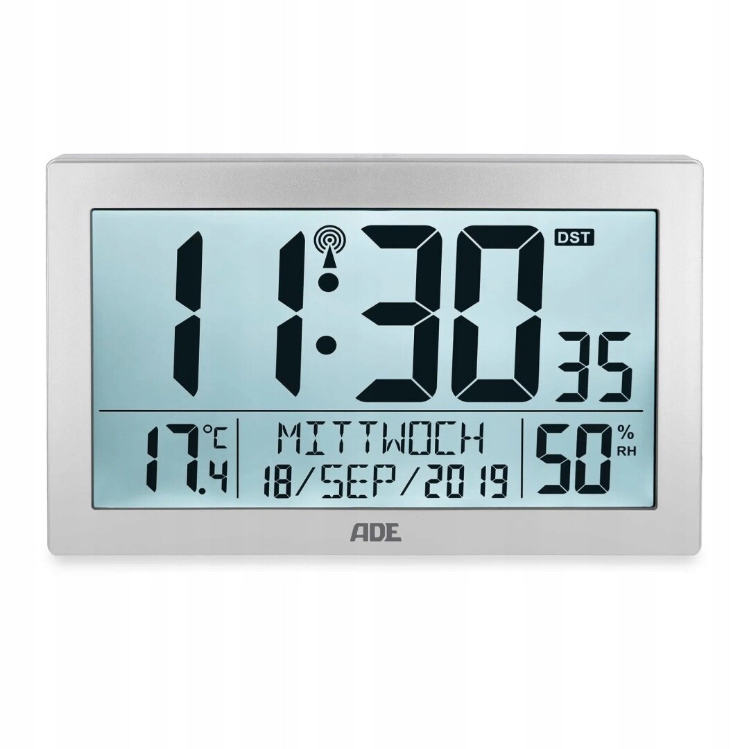 Hodiny digitální s velkým displejem Ade 22,5 x 3,5 x 14,5 cm šedé