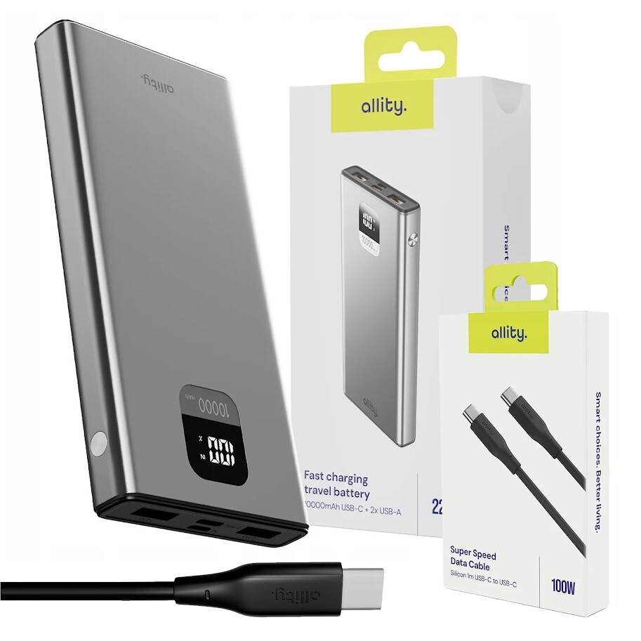 Set Powerbank power bank 10000 mAh Usb-c kabel Usb-c 100W rychlý silný