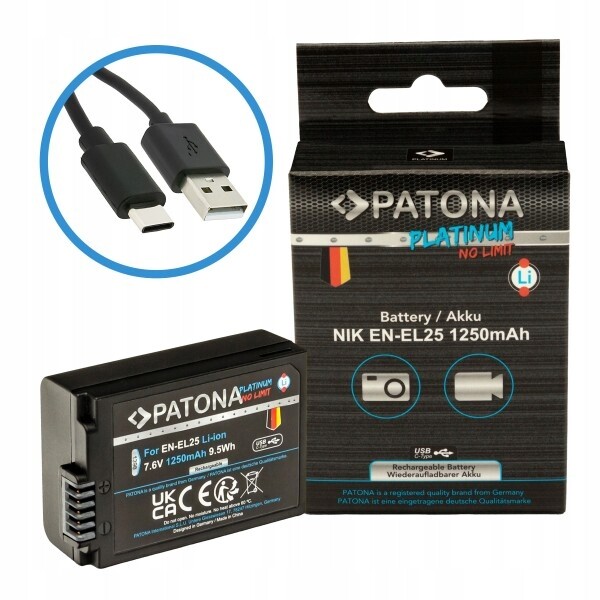 Patona baterie pro foto Nikon EN-EL25 1250mAh Li-Ion Platinum Usb-c nabíjen