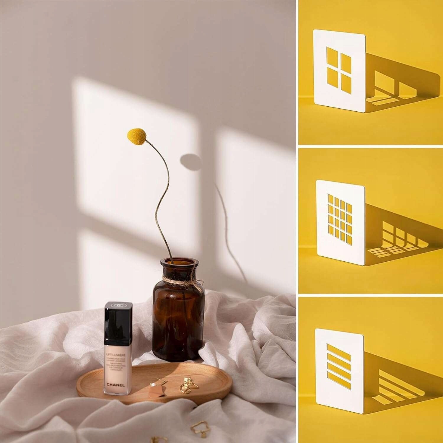 Okno vrhající stín fotografická rekvizita bílá 38x48 cm, sada 3ks