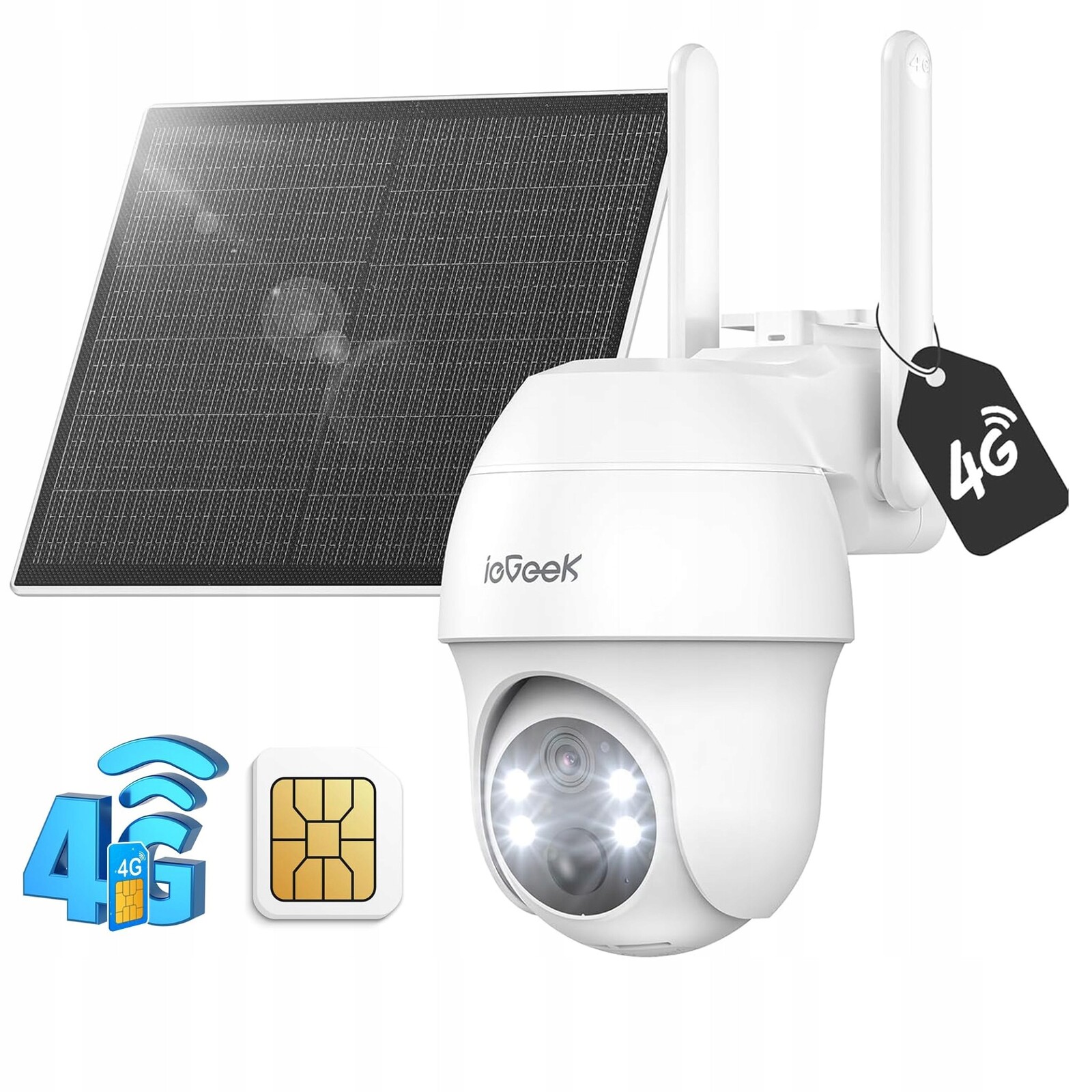 4G Lte kamera ieGeek S11 Solar 2K 3MP Ptz 360° Sim Pir Barevné noční vidění